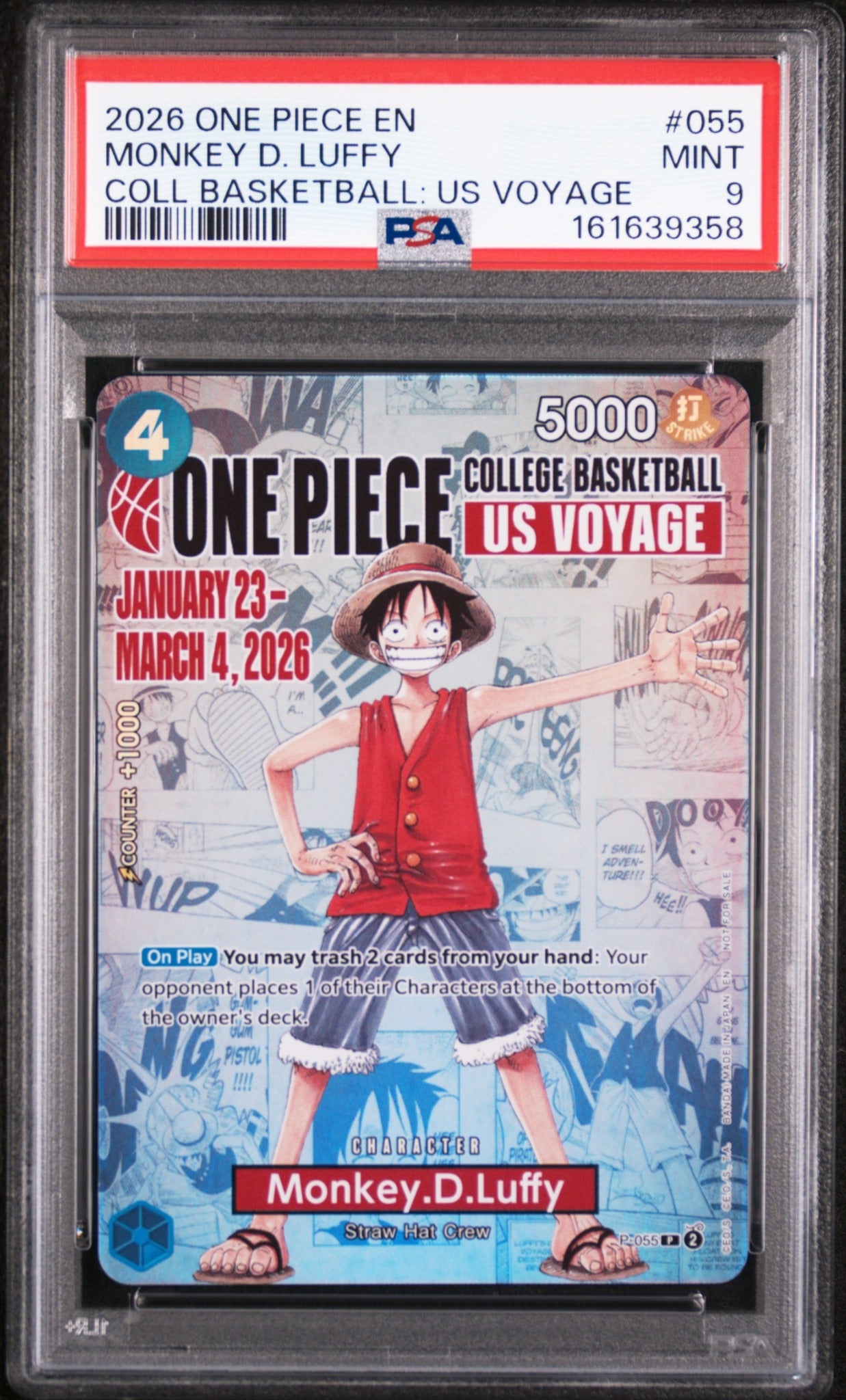 Monkey D. Luffy 055 College Basketball US Voyage PSA 9